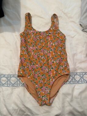 Crewcuts Orange & Pink Floral One-Piece Swimsuit